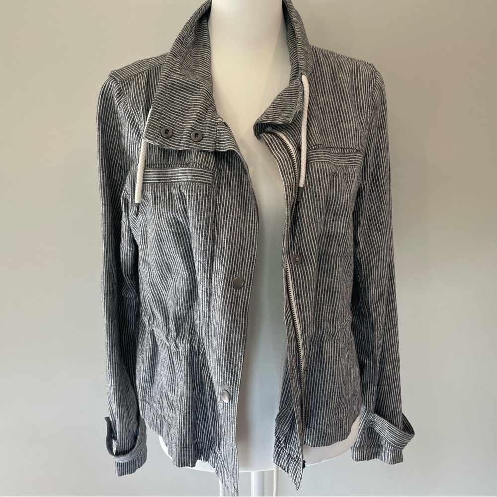 LOFT Stripe Cropped Jacket Small Oversized